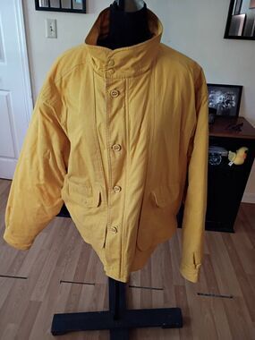 Vintage London Towne 46R Yellow Insulated Bomber Jacket Cotton Canvas Zip Men